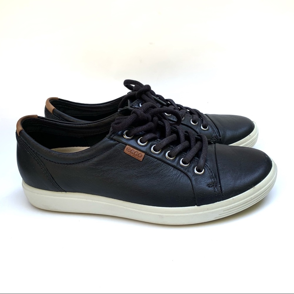 Ecco Soft 7 Black Leather Comfort Sneakers Sz 6